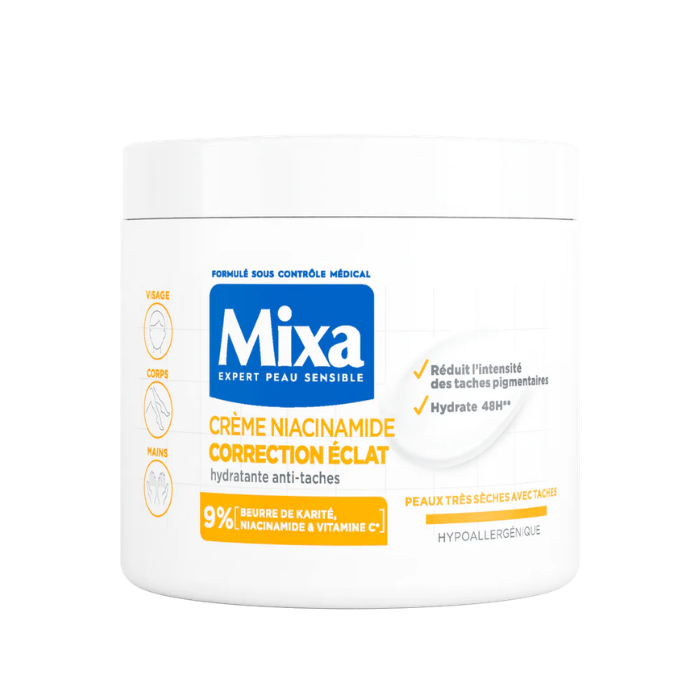 MIXA OFFRE CREME NIACINAMIDE CORRECTION ECLAT ANTI TACHES 400 ML + SAC DE PLAGE OFFERT
