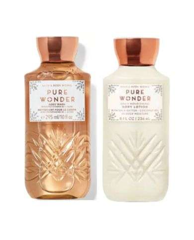 BATH AND BODY WORKS DUO PURE WONDER NETTOYANT POUR LE CORPS 295 ML + LOTION HYDRATANTE POUR LE CORPS 236 ML