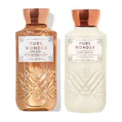 BATH AND BODY WORKS DUO PURE WONDER NETTOYANT POUR LE CORPS 295 ML + LOTION HYDRATANTE POUR LE CORPS 236 ML