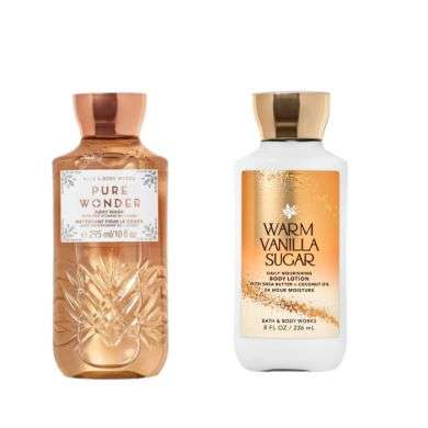 BATH AND BODY WORKS DUO WARM VANILLA SUGAR NETTOYANT 295 ML + LOTION 236 ML