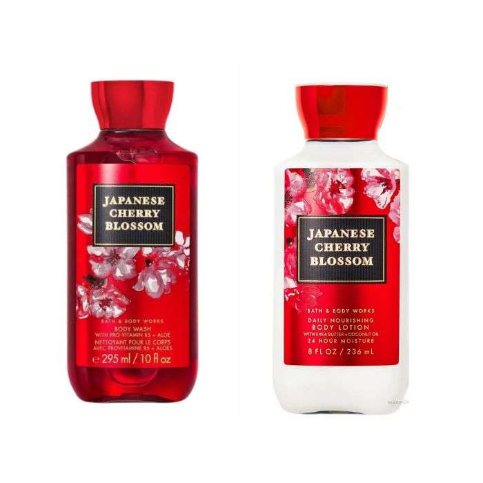 BATH AND BODY WORKS DUO JAPANESE CHERRY BLOSSOM NETTOYANT 295 ML + LOTION 236 ML