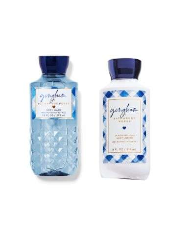 BATH AND BODY WORKS DUO GINGHAM NETTOYANT 295 ML + LOTION 236 ML