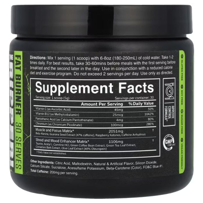 JNX SPORTS THE RIPPER FAT BURNER SHRED RAZOR LIME 153 G