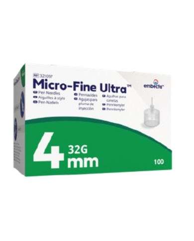 EMBECTA MICRO FINE 100 AIGUILLES INSULINE 4MM 32 G