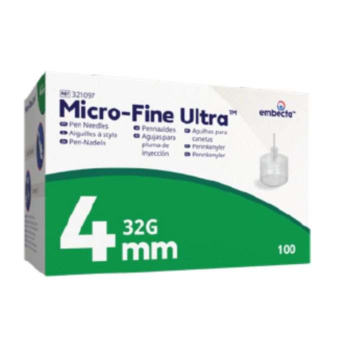 EMBECTA MICRO FINE 100 AIGUILLES INSULINE 4MM 32 G