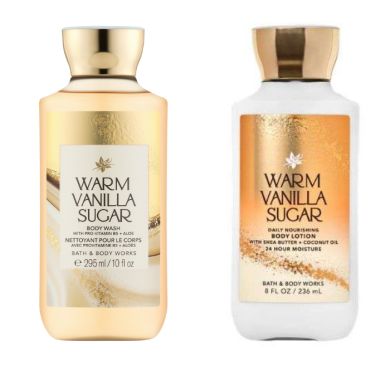 BATH AND BODY WORKS DUO WARM VANILLA SUGAR NETTOYANT 295 ML + LOTION 236 ML