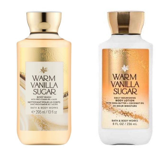 BATH AND BODY WORKS DUO WARM VANILLA SUGAR NETTOYANT 295 ML + LOTION 236 ML