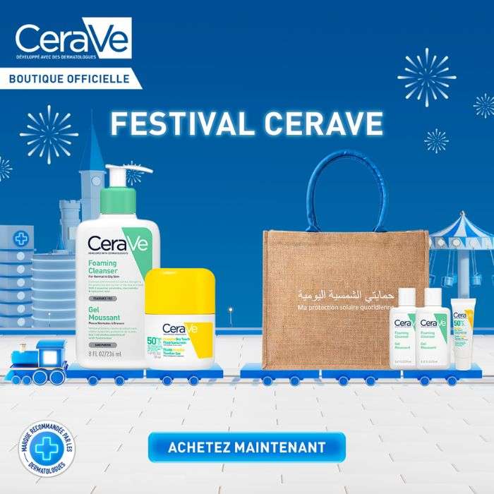 CERAVE OFFRE A L ACHAT D UN GEL MOUSSANT PEAUX NORMALES A GRASSES 236 ML + CERAVE ECRAN SOLAIRE SPF 50 FLUIDE INVISIBLE TOUCHER 