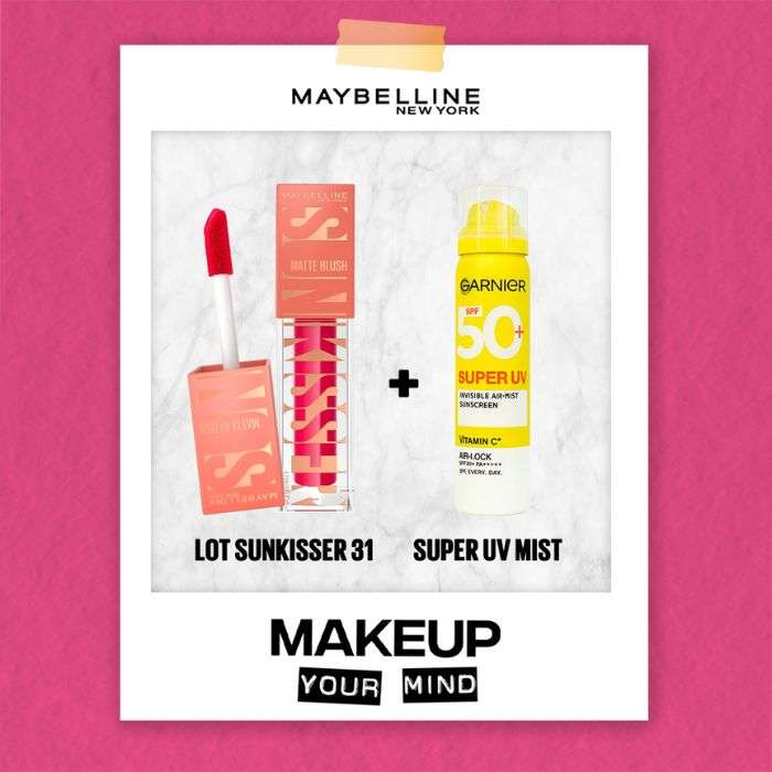 MAYBELLINE PACK DE SUNKISSED MATTE BLUSH 31 + GARNIER SUPER UV SPF 50 INVISIBLE AIR MIST SUNSCREEN 75 ML