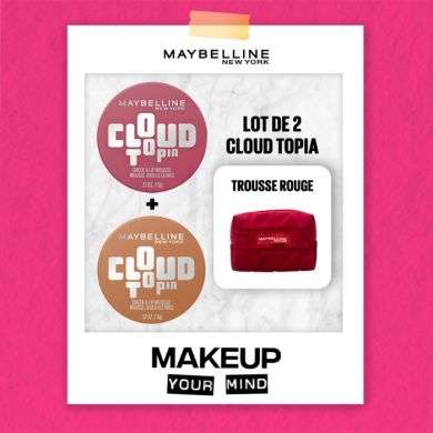 MAYBELLINE OFFRE 2 CLOUD TOPIA N01+ N12 + TROUSSE OFFERTE