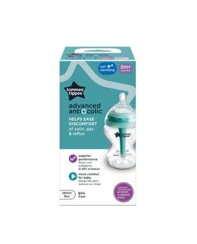 TOMMEE TIPPEE ADVANCED ANTI COLIC BIBERON 260 ML 0 MOIS+ DEBIT LENT