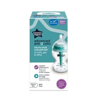 TOMMEE TIPPEE ADVANCED ANTI COLIC BIBERON 260 ML 0 MOIS+ DEBIT LENT