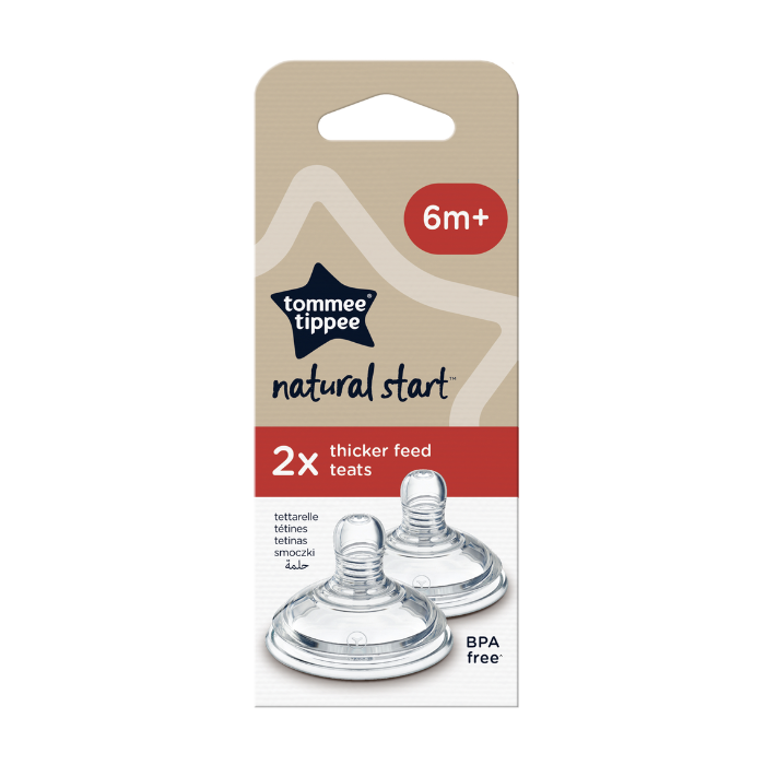 TOMMEE TIPPEE NATURAL START 2 TETINES THICKER FEED BPA FREE 6 MOIS+