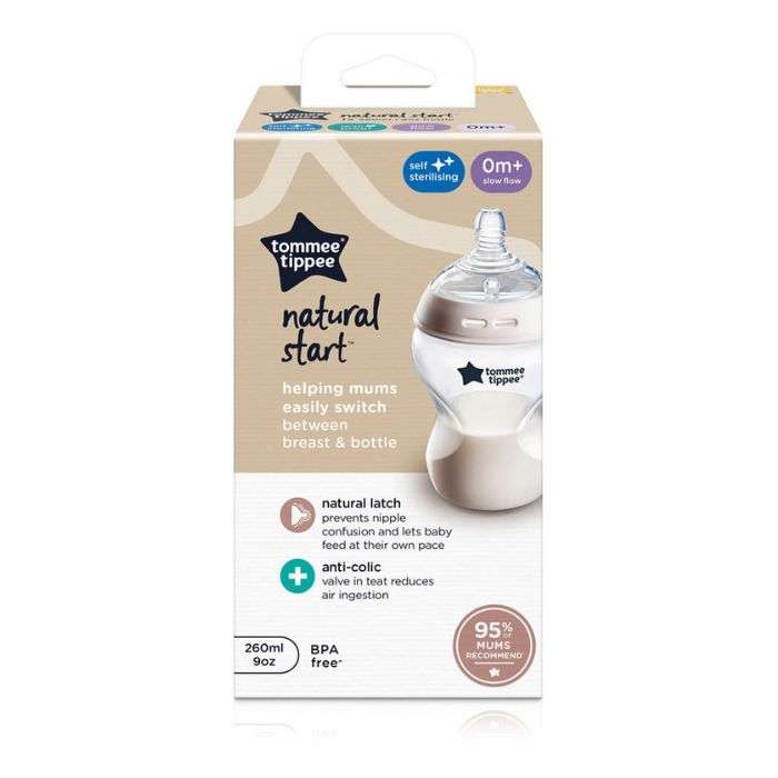 TOMMEE TIPPEE NATURAL START BIBERON 0 MOIS+ 260 ML BLANC