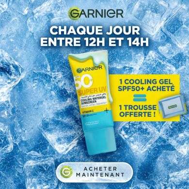 GARNIER OFFRE SPF 50 + SUPER UV COOLING WATERGEL SUNSCREEN VITAMINEC 60 ML + TROUSSE OFFERTE