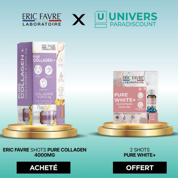ERIC FAVRE PURE COLLAGEN PLUS SAVEUR PECHE CITRON 10 AMPOULES 15 ML