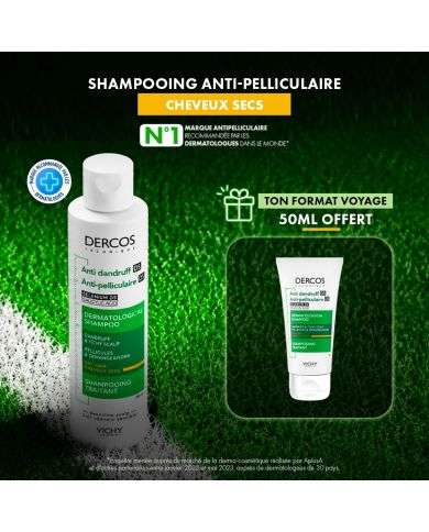 VICHY DERCOS SHAMPOING ANTI PELLICULAIRE DS CHEVEUX SECS 200 ML
