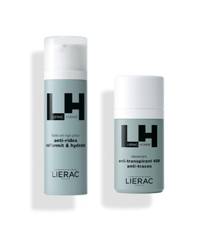 LIERAC HOMME OFFRE FLUIDE ANTI AGE GLOBAL 50 ML + DEODORANT ANTI TRANSPIRANT ANTI TRACE 48H 50ML OFFERT
