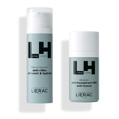 LIERAC HOMME OFFRE FLUIDE ANTI AGE GLOBAL 50 ML + DEODORANT ANTI TRANSPIRANT ANTI TRACE 48H 50ML OFFERT