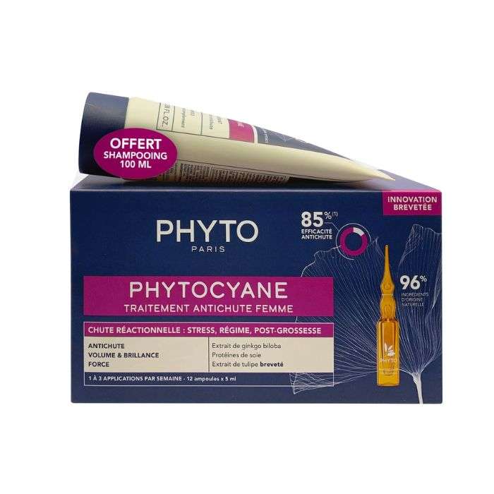 PHYTO OFFRE PHYTOCYANE TRAITEMENT ANTICHUTE FEMME CHUTE REACTIONNELLE + SHAMPOING 100 ML OFFERT