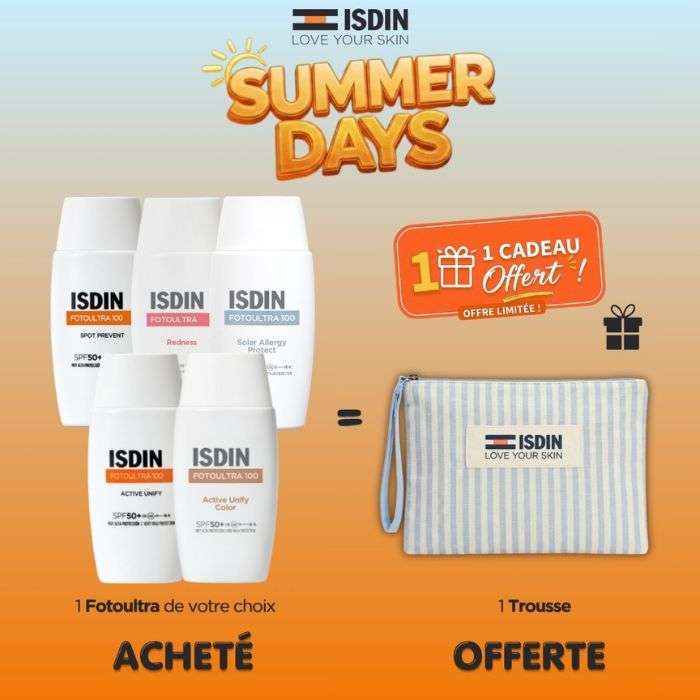 ISDIN OFFRE ECRAN SOLAIRE FOTOULTRA REDNESS SPF 50+ 50 ML + TROUSSE OFFERTE