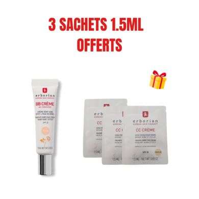 ERBORIAN OFFRE BB CREME AU GINSENG CREME TEINT CLAIR SPF20 15 ML+ 3 SACHETS OFFERTS