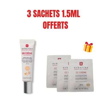 ERBORIAN OFFRE BB CREME AU GINSENG CREME TEINT NUDE SPF20 15 ML + 3 SACHETS OFFERTS