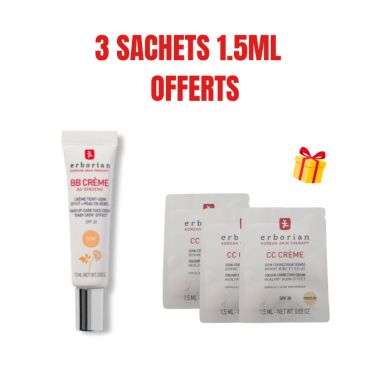 ERBORIAN OFFRE BB CREME AU GINSENG CREME TEINT DORE SPF20 15 ML + 3 SACHETS OFFERTS