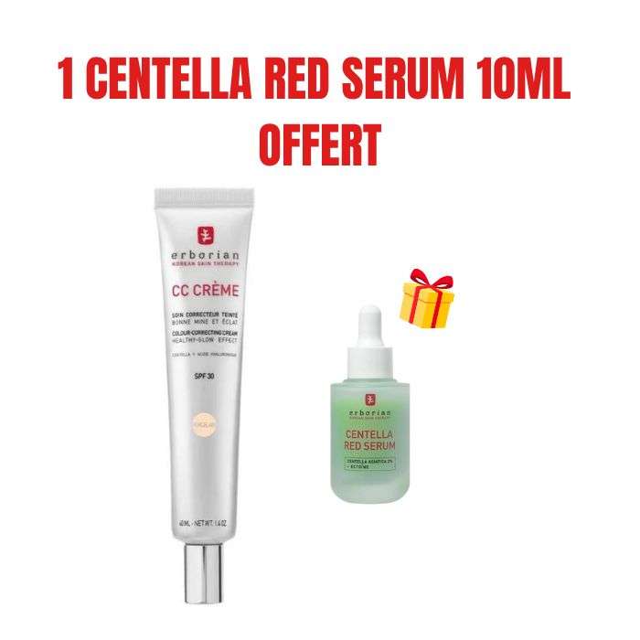 ERBORIAN OFFRE CC CREME SOIN CORRECTEUR TEINTE SPF 30 PORCELAIN 40ML + SERUM 10ML OFFERT