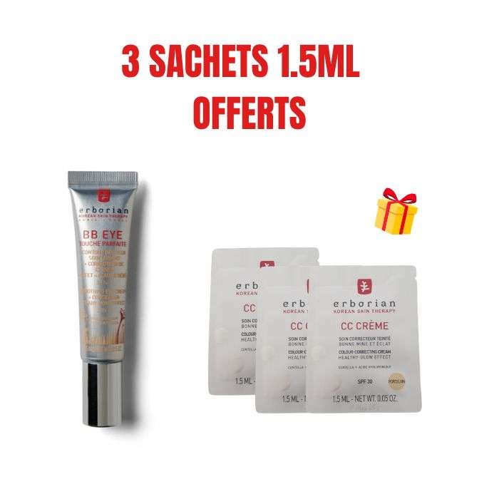 ERBORIAN OFFRE BB EYE TOUCHE PARFAITE SPF 20 CONTOUR DES YEUX 15 ML + 3 SACHETS OFFERTS