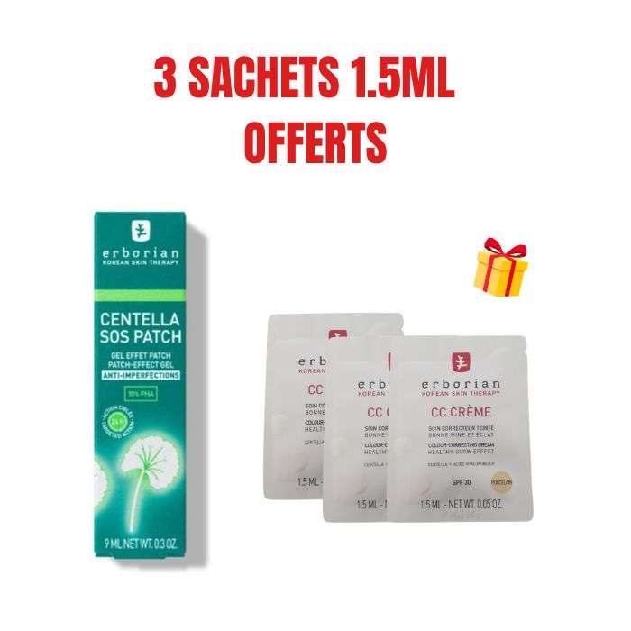ERBORIAN OFFRE CENTELLA SOS PATCH GEL EFFET PATCH 9ML +3 SACHETS OFFERTS
