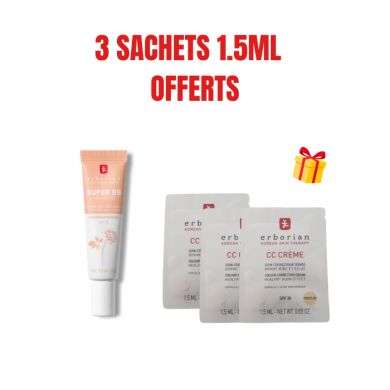 ERBORIAN OFFRE SUPER BB CREME SOIN COUVRANTE SPF20 CLAIR 15ML + 3 SACHETS OFFERTS
