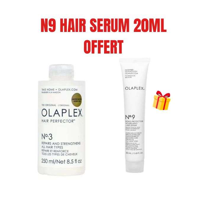 OLAPLEX OFFRE PERFECTOR CHEVEUX N 3 TOUS LES TYPES DE CHEVEUX 250 ML + OLAPLEX N9 OFFERT