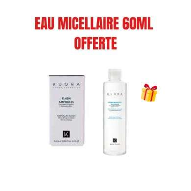 KUORA OFFRE AMPOULE FLASH EFFET LIFTING IMMEDIAT 4 AMPOULES + EAU MICELLAIRE OFFERTE