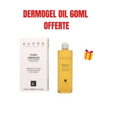 KUORA OFFRE AMPOULE FLASH EFFET LIFTING IMMEDIAT 2 AMPOULES + DERMOGEL OIL OFFERT