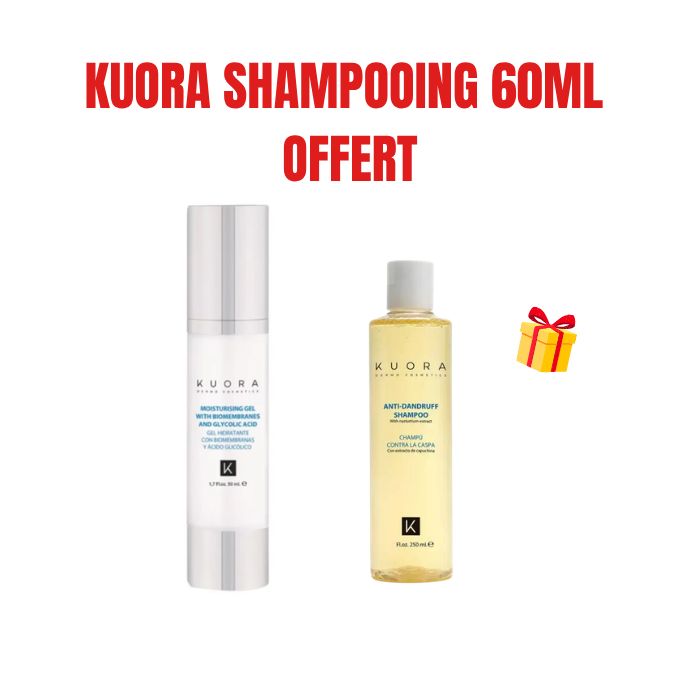 KUORA OFFRE GEL HYDRATANT AUX BIOMEMBRANES ET A L'ACIDE GLYCOLIQUE SPF10 50ML + SHAMPOOING OFFERT