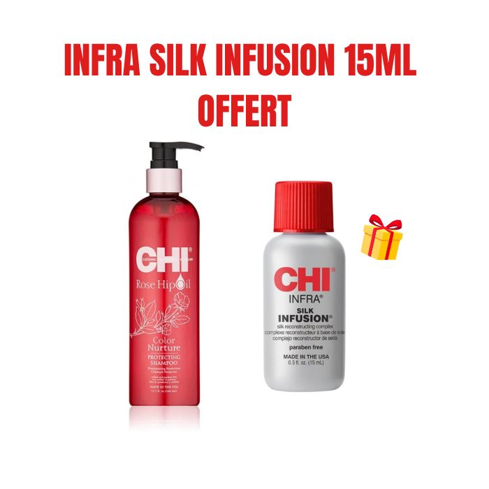 CHI OFFRE ROSE HIP OIL SHAMPOOING PROTECTEUR 340 ML + SERUM 15ML OFFERT
