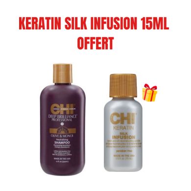 CHI OFFRE DEEP BRILLANCE OPTIMUM SHAMPOING HYDRATANT 355ML + KERATINE SILK SERUM 15ML OFFERT