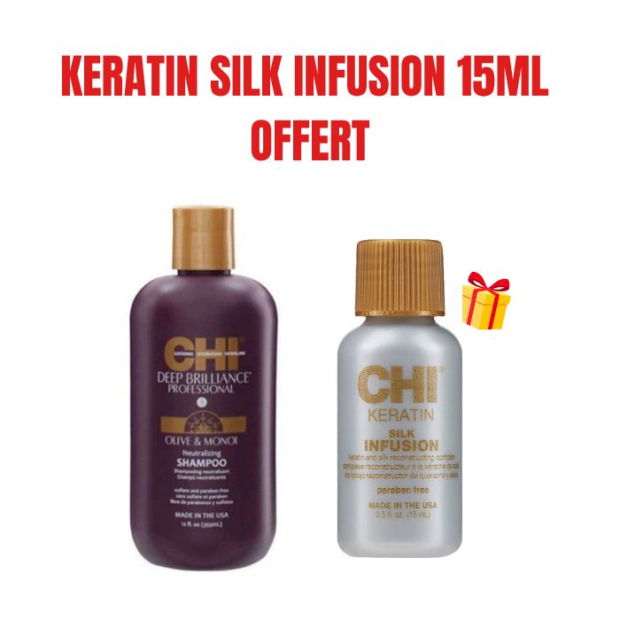 CHI OFFRE DEEP BRILLANCE OPTIMUM SHAMPOING HYDRATANT 355ML + KERATINE SILK SERUM 15ML OFFERT