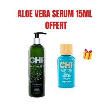 CHI OFFRE HUILE ARBRE DE THE APRES SHAMPOOING 340 ML + ALOE VERRA SERUM 15ML OFFERT