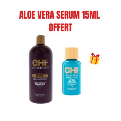 CHI OFFRE DEEP BRILLANCE OPTIMUM SHAMPOOING HYDRATANT 946 ML + ALOE VERA SERUM 15ML OFFERT