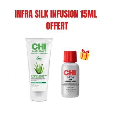 CHI OFFRE NATURALS ALOE VERA ET HYALURONIQUE ACIDE MASQUE HYDRATANT INTENSE 177 ML + INFRA SILK SERUM 15ML OFFERT