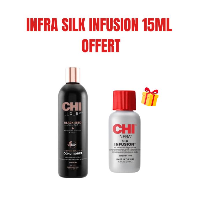 CHI OFFRE LUXURY BLACK SEED OIL MOISTURE REPLENISH CONDITIONER 355ML + INFRA SILK SERUM 15ML OFFERT