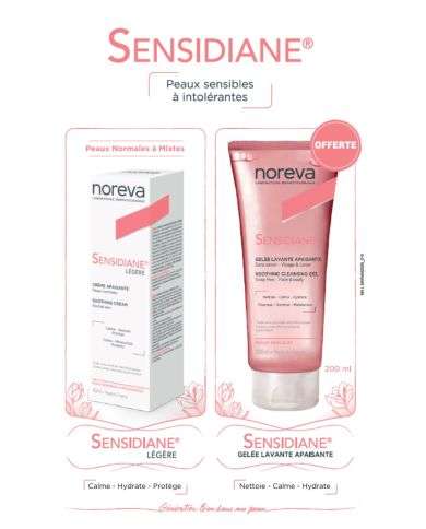 NOREVA SENSIDIANE LEGERE CREME APAISANTE 40ML + SENSIDIANE GEL LAVANT 200 ML OFFERT
