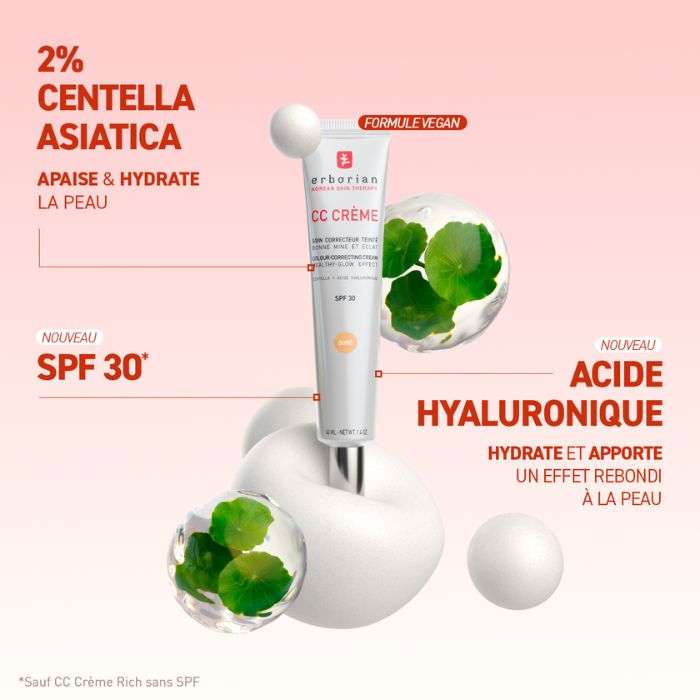 ERBORIAN CC CREME SOIN CORRECTEUR SPF 30 TEINTE DORE 15 ML