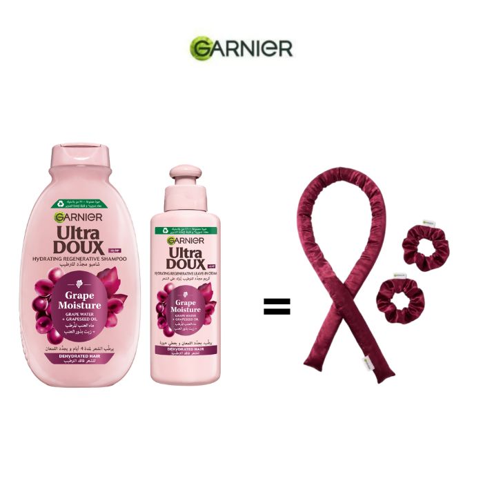 GARNIER ULTRA DOUX DUO GRAPE SHAMPOING 200ML + SOIN 200ML + HEARTLESS CURLS OFFERT