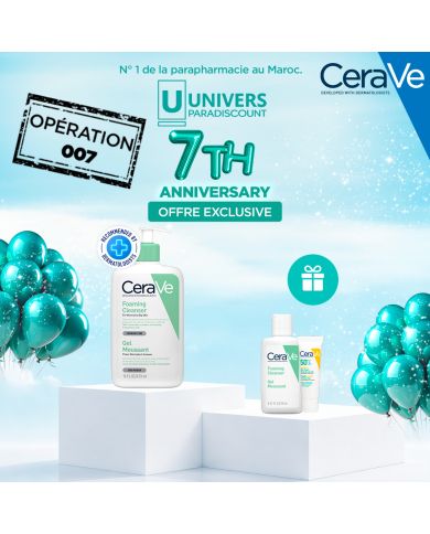 CERAVE OFFRE GEL MOUSSANT PEAUX NORMALES A GRASSES 473 ML + GEL MOUSSANT FORMAT VOYAGE + FLUIDE INVISIBLE FORMAT VOYAGE OFFERT