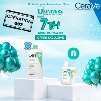 CERAVE OFFRE GEL MOUSSANT PEAUX NORMALES A GRASSES 473 ML + GEL MOUSSANT FORMAT VOYAGE + FLUIDE INVISIBLE FORMAT VOYAGE OFFERT