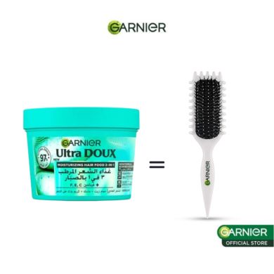 GARNIER OFFRE ULTRA DOUX HAIR FOOD 3 EN 1 ALOE VERA 390 ML + BROSSE BOUCLANTE OFFERTE