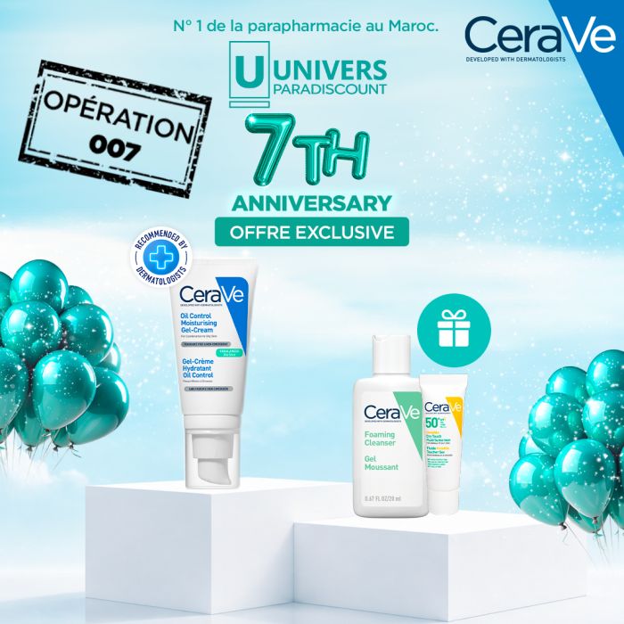 CERAVE OFFRE GEL CREME HYDRATANT OIL CONTROL PEAUX MIXTES A GRASSES 52 ML + GEL MOUSSANT FORMAT VOYAGE + FLUIDE INVISIBLE FORMAT